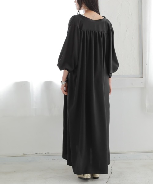 osharewalker（オシャレウォーカー）の「【廃盤】『ヴィンテージサテンロングギャザーワンピース』（シャツワンピース・レディース・ブラック/ライム/オフホワイト・FREE）」の15枚目の写真