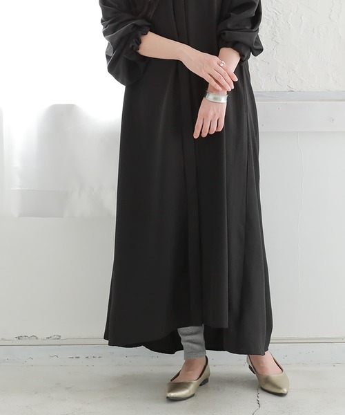 osharewalker（オシャレウォーカー）の「【廃盤】『ヴィンテージサテンロングギャザーワンピース』（シャツワンピース・レディース・ブラック/ライム/オフホワイト・FREE）」の17枚目の写真