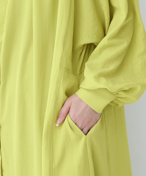 osharewalker（オシャレウォーカー）の「【廃盤】『ヴィンテージサテンロングギャザーワンピース』（シャツワンピース・レディース・ブラック/ライム/オフホワイト・FREE）」の8枚目の写真