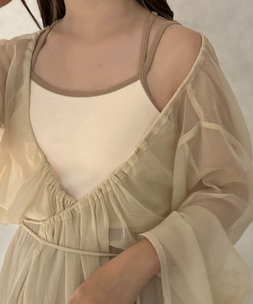 apres jour clair(アプレジュールクレア)の「【apres jour clair】カップ付きバッククロスキャミソール【ZOZOTOWN限定アイテム】(キャミソール・レディース・ダークブラウン/ベージュ/アイボリー/ブラック/ピンク/グレー/オレンジ系その他/グリーン系その他/ベージュ系その他/ブラウン系その他/その他/ホワイト系その他2/イエロー系その他・X-LARGE/フリー)」の8枚目の写真