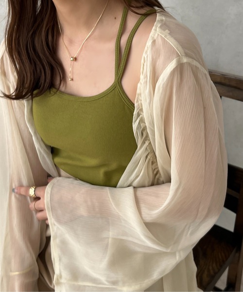 apres jour clair(アプレジュールクレア)の「【apres jour clair】カップ付きバッククロスキャミソール【ZOZOTOWN限定アイテム】(キャミソール・レディース・ダークブラウン/ベージュ/アイボリー/ブラック/ピンク/グレー/オレンジ系その他/グリーン系その他/ベージュ系その他/ブラウン系その他/その他/ホワイト系その他2/イエロー系その他・X-LARGE/フリー)」の19枚目の写真