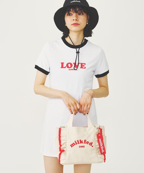 MILKFED.（ミルクフェド）の「RUFFLE MINI BAG/２WAY　キャンバス　ミニトートバッグ（ショルダーバッグ・レディース・ホワイト/ブラック/レッド・ONE SIZE）」の22枚目の写真