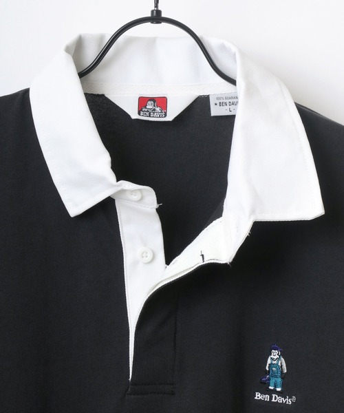BEN DAVIS(ベンデイビス)の「BEN DAVIS/ベンデイビス ビッグシルエット ワンポイント ミニゴリラ 刺繍 ラガーシャツ(ポロシャツ・メンズ・ホワイト/チャコールグレー/ブルー系その他/オレンジ系その他・M/L/XL)」の13枚目の写真