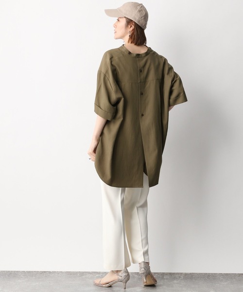 A part by（アパートバイ）の「スタンドカラーオーバーシャツ　276096（シャツ/ブラウス・レディース・ネイビー/オフホワイト/カーキ/オレンジ・FREE）」の22枚目の写真