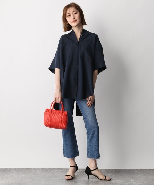 A part by（アパートバイ）の「スタンドカラーオーバーシャツ　276096（シャツ/ブラウス・レディース・ネイビー/オフホワイト/カーキ/オレンジ・FREE）」の7枚目の写真