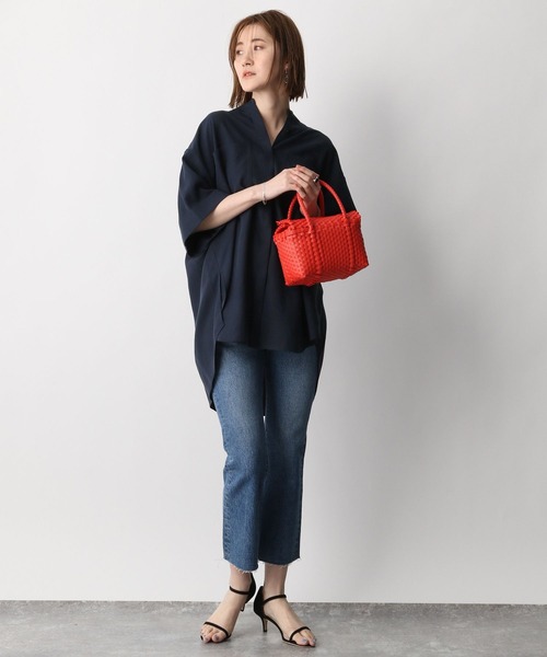 A part by（アパートバイ）の「スタンドカラーオーバーシャツ　276096（シャツ/ブラウス・レディース・ネイビー/オフホワイト/カーキ/オレンジ・FREE）」の11枚目の写真