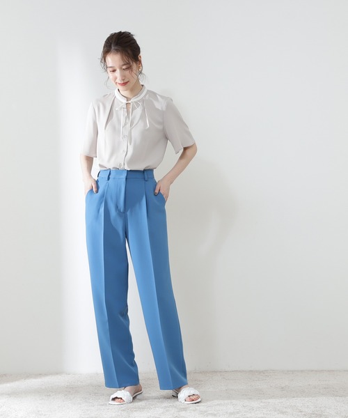 N.（N. Natural Beauty Basic）（エヌエヌナチュラルビューティーベーシック）の「◆バイカラーリボンブラウス（Tシャツ/カットソー・レディース・ブラック系その他/ライトベージュ/ナチュラル・MEDIUM）」の8枚目の写真