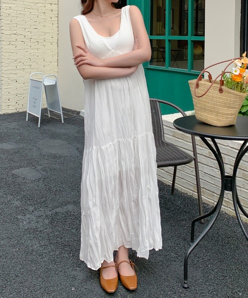 emi+（エミプラス）の「ワッシャーシフォンキャミワンピース