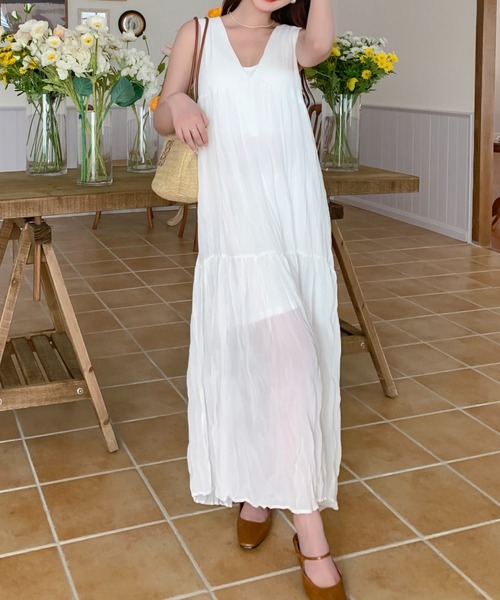 emi+（エミプラス）の「ワッシャーシフォンキャミワンピース（ワンピース・レディース・ベージュ/ライトグリーン/モカ/ホワイト/ブラック/グレー/チャコールグレー/ブルーグレー・S/M）」の20枚目の写真