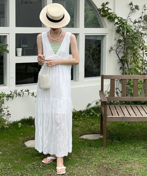 emi+（エミプラス）の「ワッシャーシフォンキャミワンピース（ワンピース・レディース・ベージュ/ライトグリーン/モカ/ホワイト/ブラック/グレー/チャコールグレー/ブルーグレー・S/M）」の11枚目の写真