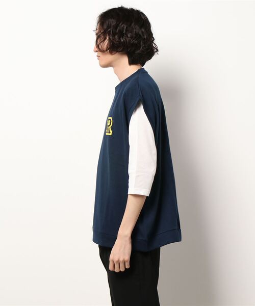 BACK NUMBER（バックナンバー）の「【BACK NUMBER】７分プリントベストレイヤード（Tシャツ/カットソー・メンズ・オフホワイト/グリーン/ブラック/ネイビー/グレー/イエロー・M/XL/L）」の8枚目の写真