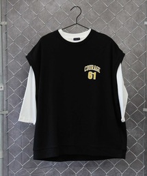 BACK NUMBER | 【BACK NUMBER】７分プリントベストレイヤード(Tシャツ/カットソー)