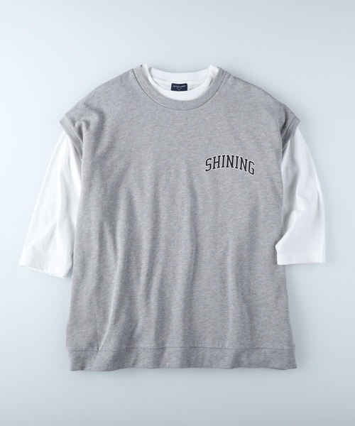 BACK NUMBER（バックナンバー）の「【BACK NUMBER】７分プリントベストレイヤード（Tシャツ/カットソー・メンズ・オフホワイト/グリーン/ブラック/ネイビー/グレー/イエロー・M/XL/L）」の15枚目の写真