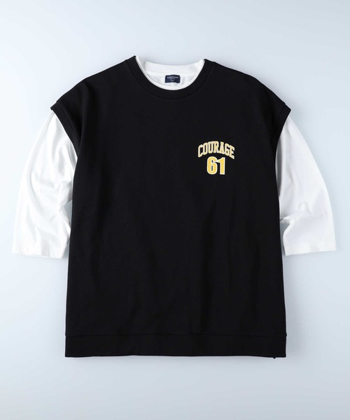 BACK NUMBER（バックナンバー）の「【BACK NUMBER】７分プリントベストレイヤード（Tシャツ/カットソー・メンズ・オフホワイト/グリーン/ブラック/ネイビー/グレー/イエロー・M/XL/L）」の16枚目の写真