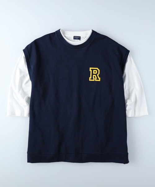 BACK NUMBER（バックナンバー）の「【BACK NUMBER】７分プリントベストレイヤード（Tシャツ/カットソー・メンズ・オフホワイト/グリーン/ブラック/ネイビー/グレー/イエロー・M/XL/L）」の19枚目の写真