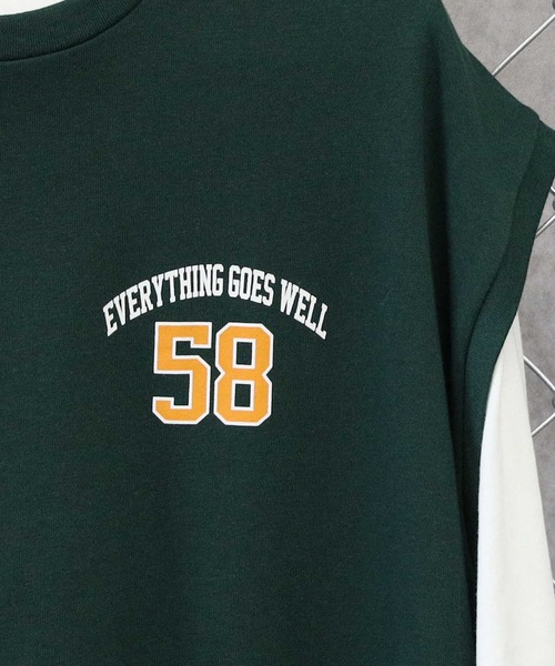 BACK NUMBER（バックナンバー）の「【BACK NUMBER】７分プリントベストレイヤード（Tシャツ/カットソー・メンズ・オフホワイト/グリーン/ブラック/ネイビー/グレー/イエロー・M/XL/L）」の21枚目の写真