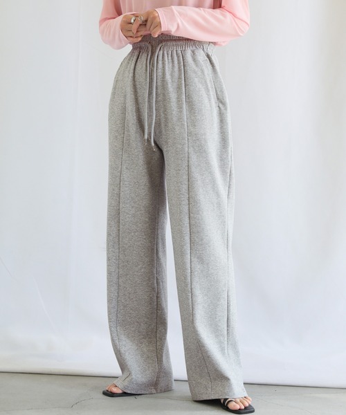 select MOCA（セレクトモカ）の「センターラインリラックスパンツ（スウェットパンツ・レディース・ライトグレー/ブラック/ピンク・FREE）」の3枚目の写真