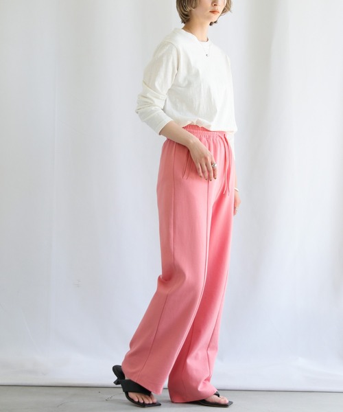 select MOCA（セレクトモカ）の「センターラインリラックスパンツ（スウェットパンツ・レディース・ライトグレー/ブラック/ピンク・FREE）」の8枚目の写真