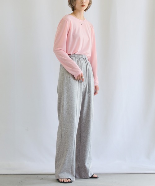 select MOCA（セレクトモカ）の「センターラインリラックスパンツ（スウェットパンツ・レディース・ライトグレー/ブラック/ピンク・FREE）」の13枚目の写真