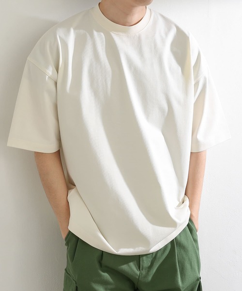 SENSE OF PLACE by URBAN RESEARCH(センスオブプレイスバイアーバンリサーチ)の「ヘビーウエイトTシャツ(5分袖)(Tシャツ/カットソー・メンズ・アイボリー/グリーン/ライトグレー/ネイビー・MEDIUM/LARGE)」の2枚目の写真