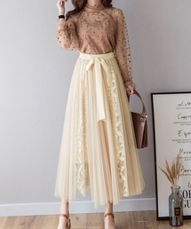 Primazel | リボン付レース切り替えチュールスカート(スカート)