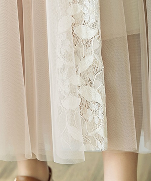 Primazel（プリマゼル）の「リボン付レース切り替えチュールスカート（スカート・レディース・ブラック/ベージュ/グレー・M）」の13枚目の写真