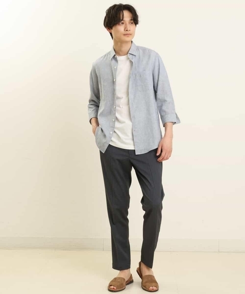 a.v.v（アーヴェヴェ）の「【S-XXL/速乾】ハイブリッドリネン7分袖シャツ（シャツ/ブラウス・メンズ・ミント/ライトブルー/クリーム/ブルー・46/50/48/52/44）」の9枚目の写真