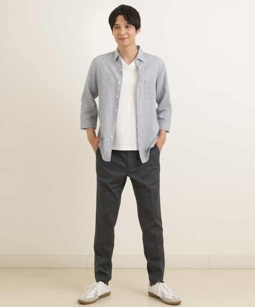 a.v.v（アーヴェヴェ）の「【S-XXL/速乾】ハイブリッドリネン7分袖シャツ（シャツ/ブラウス・メンズ・ミント/ライトブルー/クリーム/ブルー・46/50/48/52/44）」の10枚目の写真