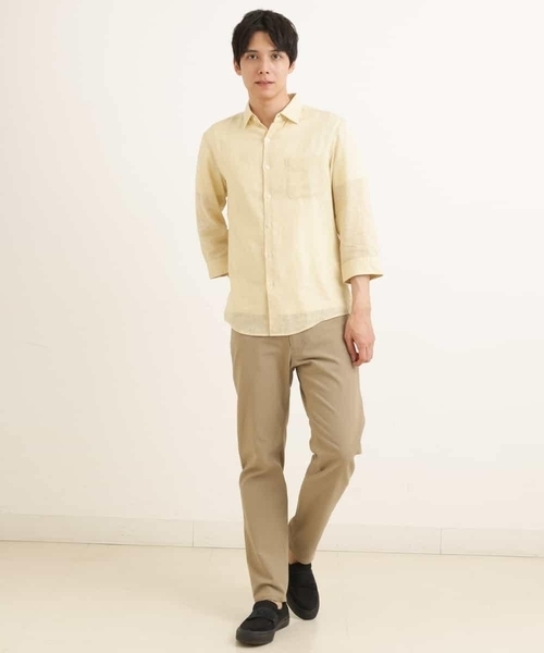 a.v.v（アーヴェヴェ）の「【S-XXL/速乾】ハイブリッドリネン7分袖シャツ（シャツ/ブラウス・メンズ・ミント/ライトブルー/クリーム/ブルー・46/50/48/52/44）」の12枚目の写真