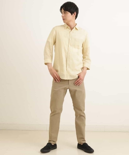 a.v.v（アーヴェヴェ）の「【S-XXL/速乾】ハイブリッドリネン7分袖シャツ（シャツ/ブラウス・メンズ・ミント/ライトブルー/クリーム/ブルー・46/50/48/52/44）」の13枚目の写真