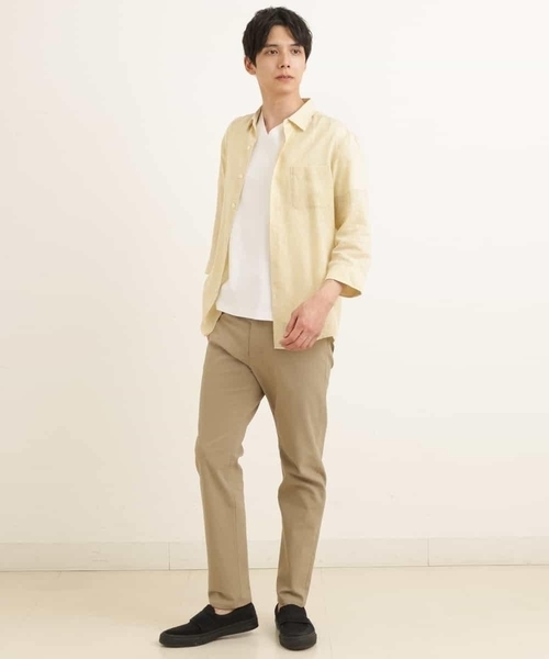 a.v.v（アーヴェヴェ）の「【S-XXL/速乾】ハイブリッドリネン7分袖シャツ（シャツ/ブラウス・メンズ・ミント/ライトブルー/クリーム/ブルー・46/50/48/52/44）」の15枚目の写真