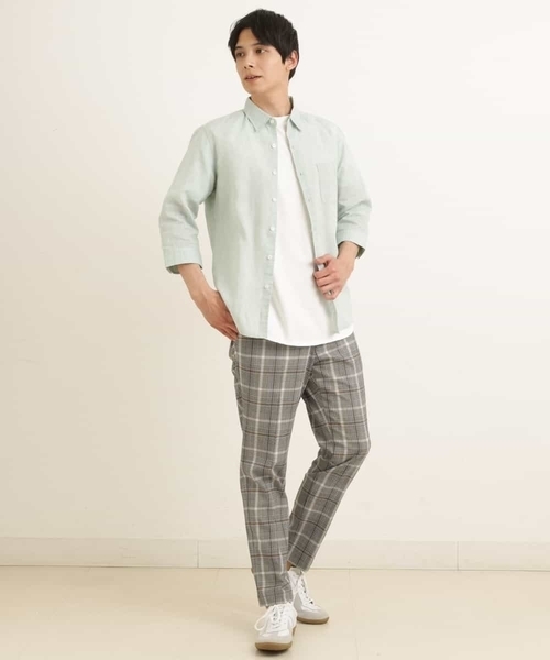 a.v.v（アーヴェヴェ）の「【S-XXL/速乾】ハイブリッドリネン7分袖シャツ（シャツ/ブラウス・メンズ・ミント/ライトブルー/クリーム/ブルー・46/50/48/52/44）」の17枚目の写真