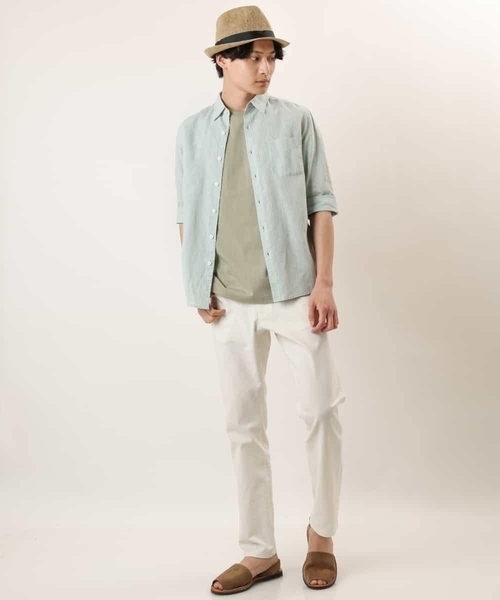 a.v.v（アーヴェヴェ）の「【S-XXL/速乾】ハイブリッドリネン7分袖シャツ（シャツ/ブラウス・メンズ・ミント/ライトブルー/クリーム/ブルー・46/50/48/52/44）」の18枚目の写真