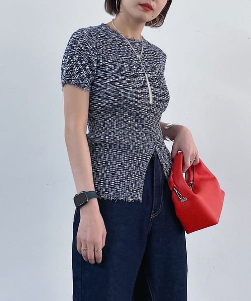 PAGEBOY（ページボーイ）の「ダメージ半袖ニット（ニット/セーター・レディース・ブラック/ネイビー/オフホワイト・FREE）」の19枚目の写真