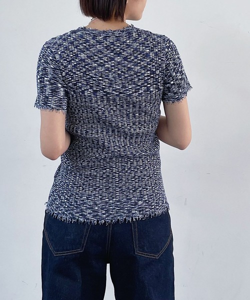 PAGEBOY（ページボーイ）の「ダメージ半袖ニット（ニット/セーター・レディース・ブラック/ネイビー/オフホワイト・FREE）」の18枚目の写真