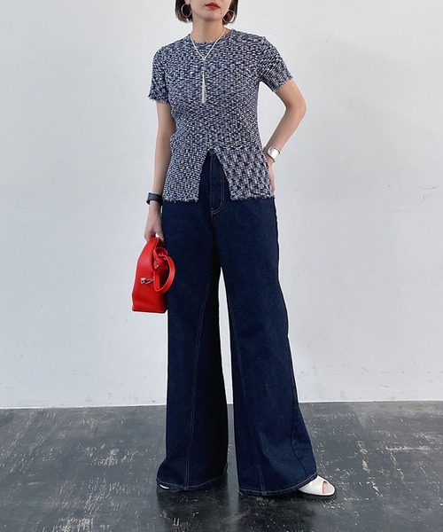 PAGEBOY（ページボーイ）の「ダメージ半袖ニット（ニット/セーター・レディース・ブラック/ネイビー/オフホワイト・FREE）」の15枚目の写真