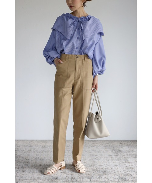 Bonjour Sagan（ボンジュールサガン）の「フリルカラーブラウス（シャツ/ブラウス・レディース・ライトブルー/ネイビー/ブルー・FREE）」の10枚目の写真