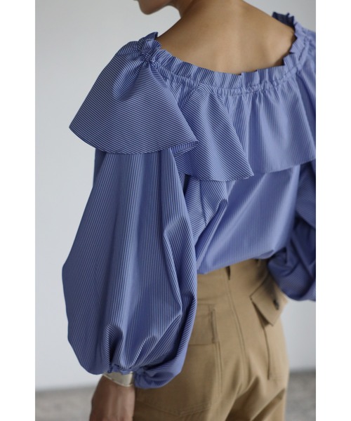 Bonjour Sagan（ボンジュールサガン）の「フリルカラーブラウス（シャツ/ブラウス・レディース・ライトブルー/ネイビー/ブルー・FREE）」の16枚目の写真