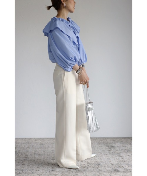 Bonjour Sagan（ボンジュールサガン）の「フリルカラーブラウス（シャツ/ブラウス・レディース・ライトブルー/ネイビー/ブルー・FREE）」の19枚目の写真