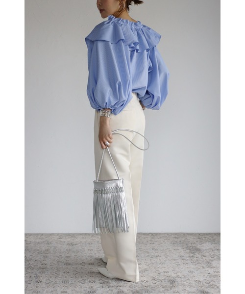 Bonjour Sagan（ボンジュールサガン）の「フリルカラーブラウス（シャツ/ブラウス・レディース・ライトブルー/ネイビー/ブルー・FREE）」の21枚目の写真