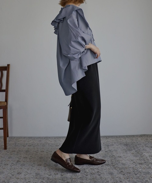 Bonjour Sagan（ボンジュールサガン）の「フリルカラーブラウス（シャツ/ブラウス・レディース・ライトブルー/ネイビー/ブルー・FREE）」の7枚目の写真