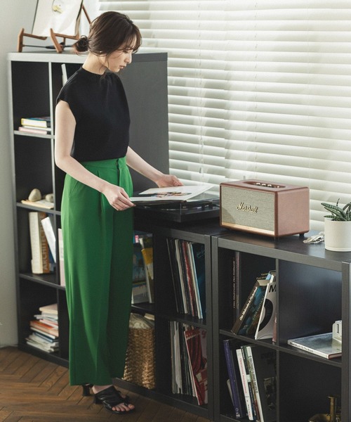 Andemiu(アンデミュウ)の「ハイウエストカラースリットパンツ285899(スラックス・レディース・グレー/グリーン/アイボリー・FREE)」の5枚目の写真