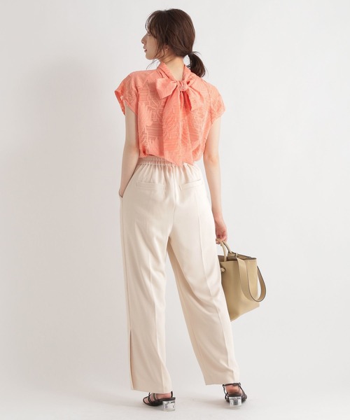 Andemiu(アンデミュウ)の「ハイウエストカラースリットパンツ285899(スラックス・レディース・グレー/グリーン/アイボリー・FREE)」の8枚目の写真