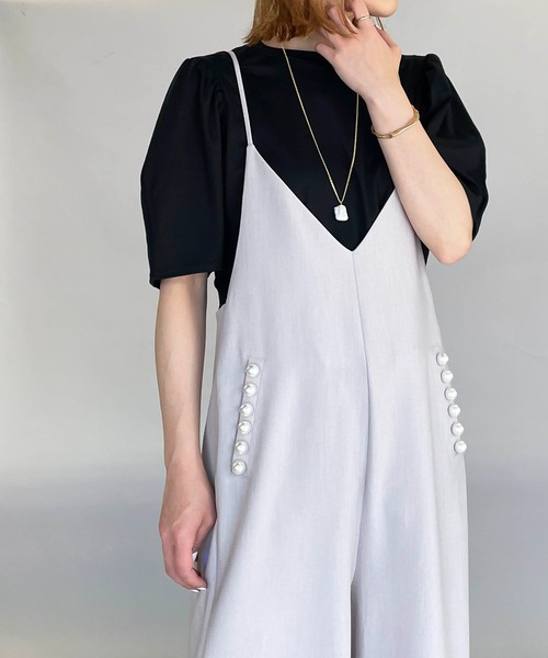 PICCIN PERLA(ピッチンペルラ)の「ポケットパールサロペット(サロペット/オーバーオール・レディース・ブラック/グレイッシュベージュ・M)」の17枚目の写真