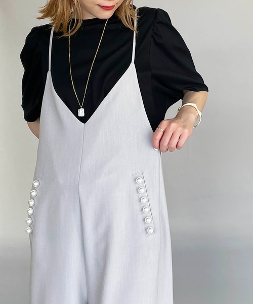 PICCIN PERLA(ピッチンペルラ)の「ポケットパールサロペット(サロペット/オーバーオール・レディース・ブラック/グレイッシュベージュ・M)」の15枚目の写真