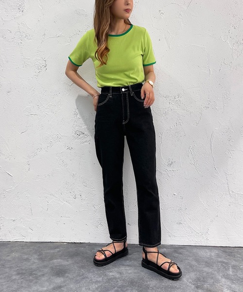 apres jour mignon（アプレジュールミニョン）の「カラーリンガーT【ZOZOTOWN限定アイテム】（Tシャツ/カットソー・レディース・グリーン/ピンク/オレンジ・X-LARGE/フリー）」の8枚目の写真