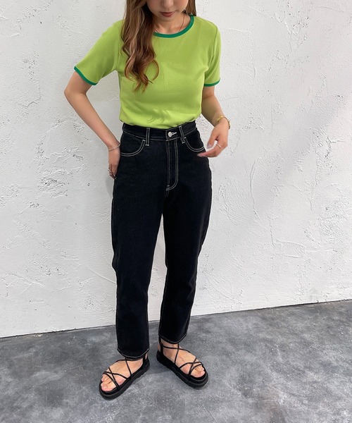 apres jour mignon（アプレジュールミニョン）の「カラーリンガーT【ZOZOTOWN限定アイテム】（Tシャツ/カットソー・レディース・グリーン/ピンク/オレンジ・X-LARGE/フリー）」の7枚目の写真