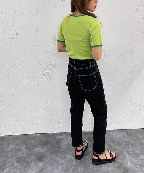 apres jour mignon（アプレジュールミニョン）の「カラーリンガーT【ZOZOTOWN限定アイテム】（Tシャツ/カットソー・レディース・グリーン/ピンク/オレンジ・X-LARGE/フリー）」の6枚目の写真