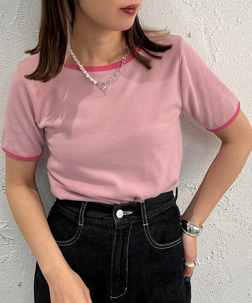 apres jour mignon（アプレジュールミニョン）の「カラーリンガーT【ZOZOTOWN限定アイテム】（Tシャツ/カットソー・レディース・グリーン/ピンク/オレンジ・X-LARGE/フリー）」の10枚目の写真
