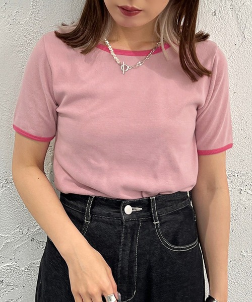 apres jour mignon（アプレジュールミニョン）の「カラーリンガーT【ZOZOTOWN限定アイテム】（Tシャツ/カットソー・レディース・グリーン/ピンク/オレンジ・X-LARGE/フリー）」の11枚目の写真